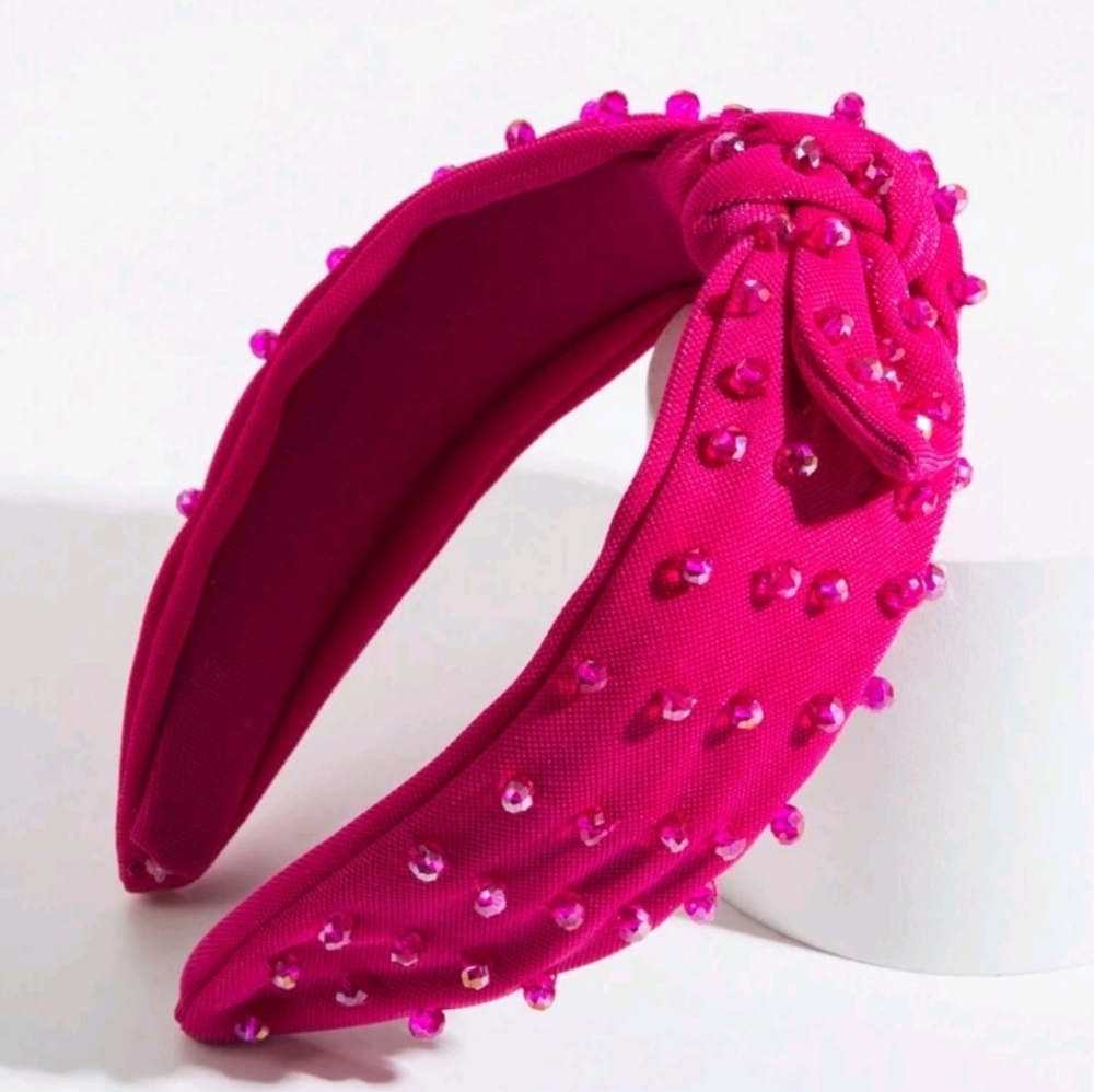 Fuchsia pink headband with stones